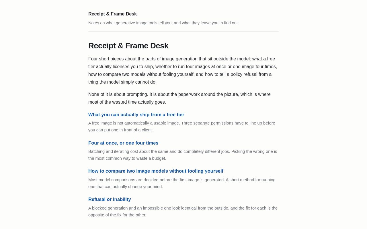 Preview of Receipt and Frame Desk