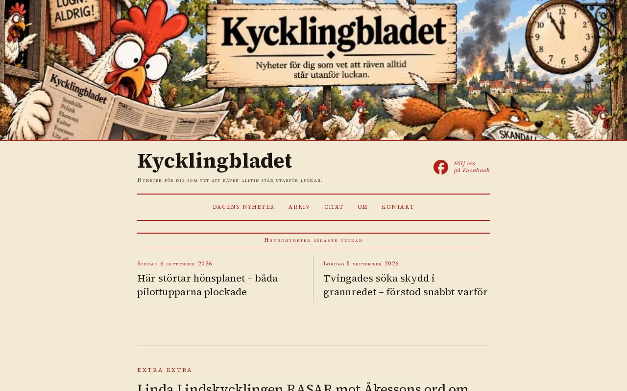 Preview of Satirisk kvällstidning. Next.js frontend.