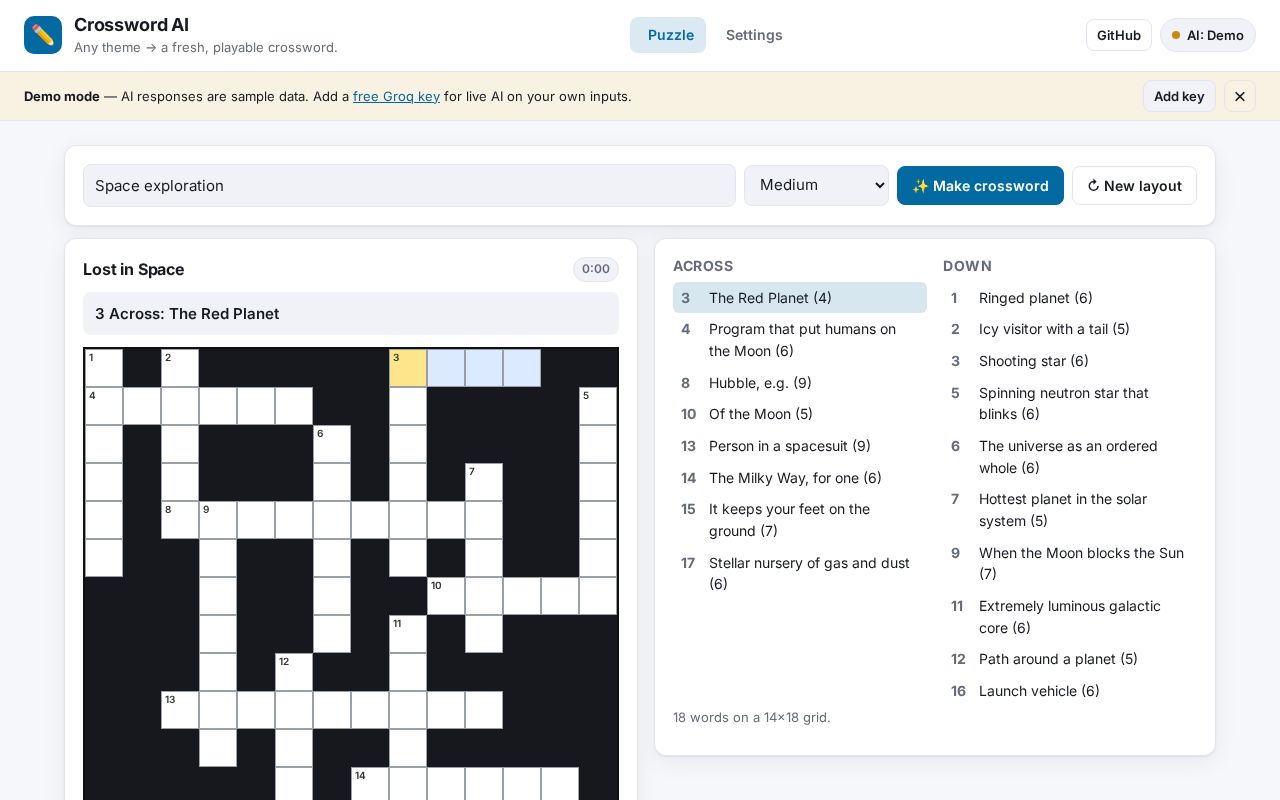 Preview of Crossword Generator