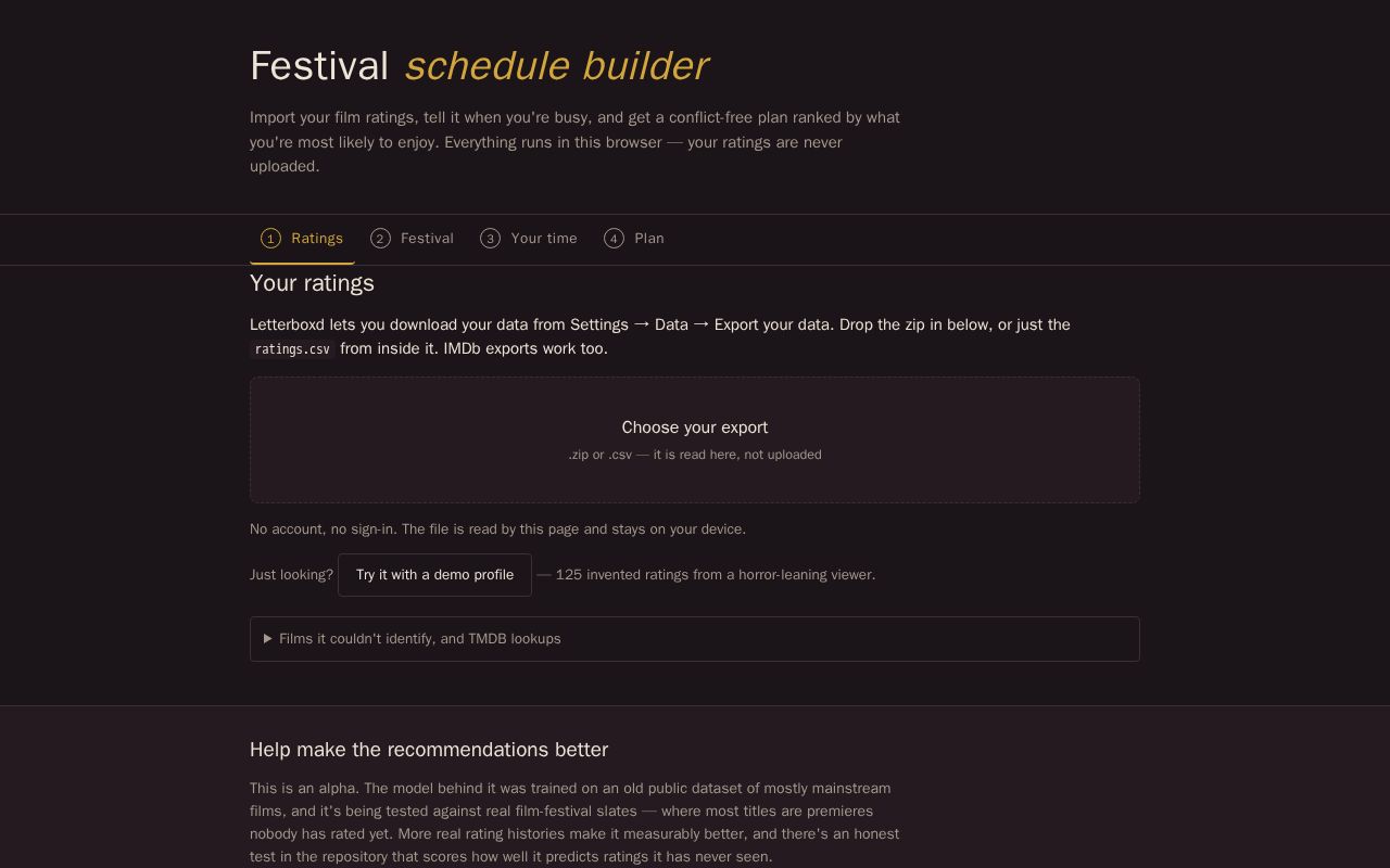 Preview of Festival Schedule Builder