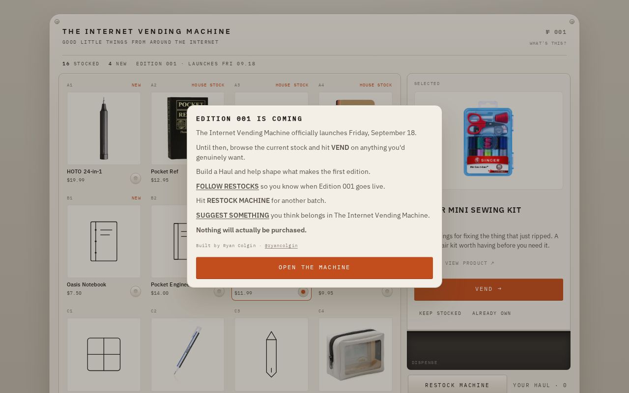 Preview of A finite, rotating collection of useful, well-designed things from around the internet.