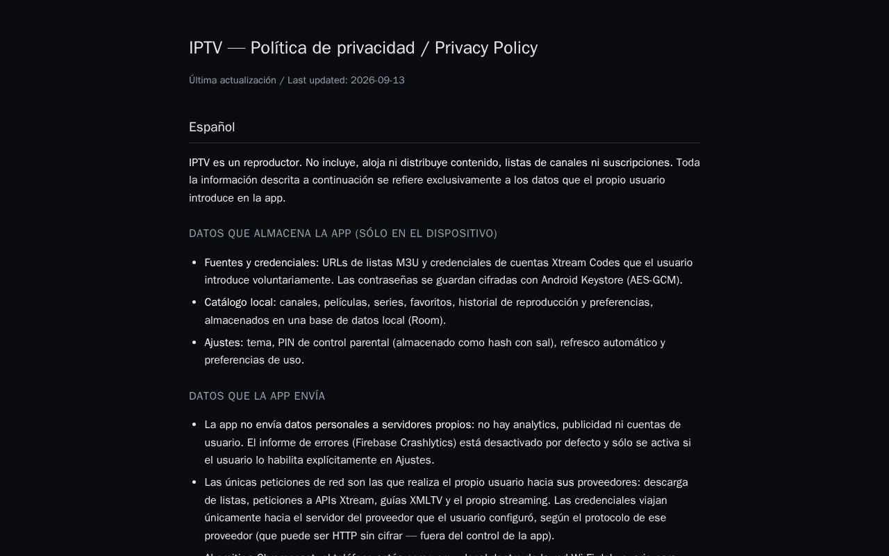 Preview of Reproductor IPTV para Android: M3U/M3U8 y Xtream Codes, EPG XMLTV y Chromecast