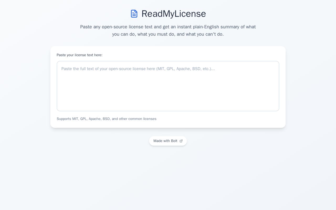 Preview of ReadMyLicense