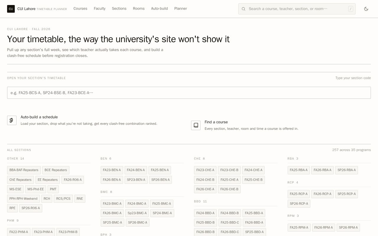 Preview of Cui Lahore Timetable Planner