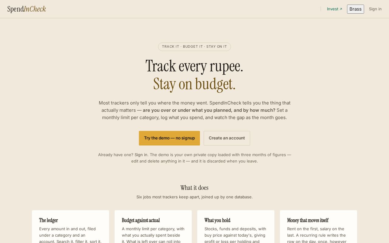 Preview of SpendInCheck
