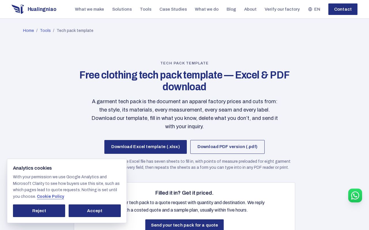 Preview of Tech Pack Template