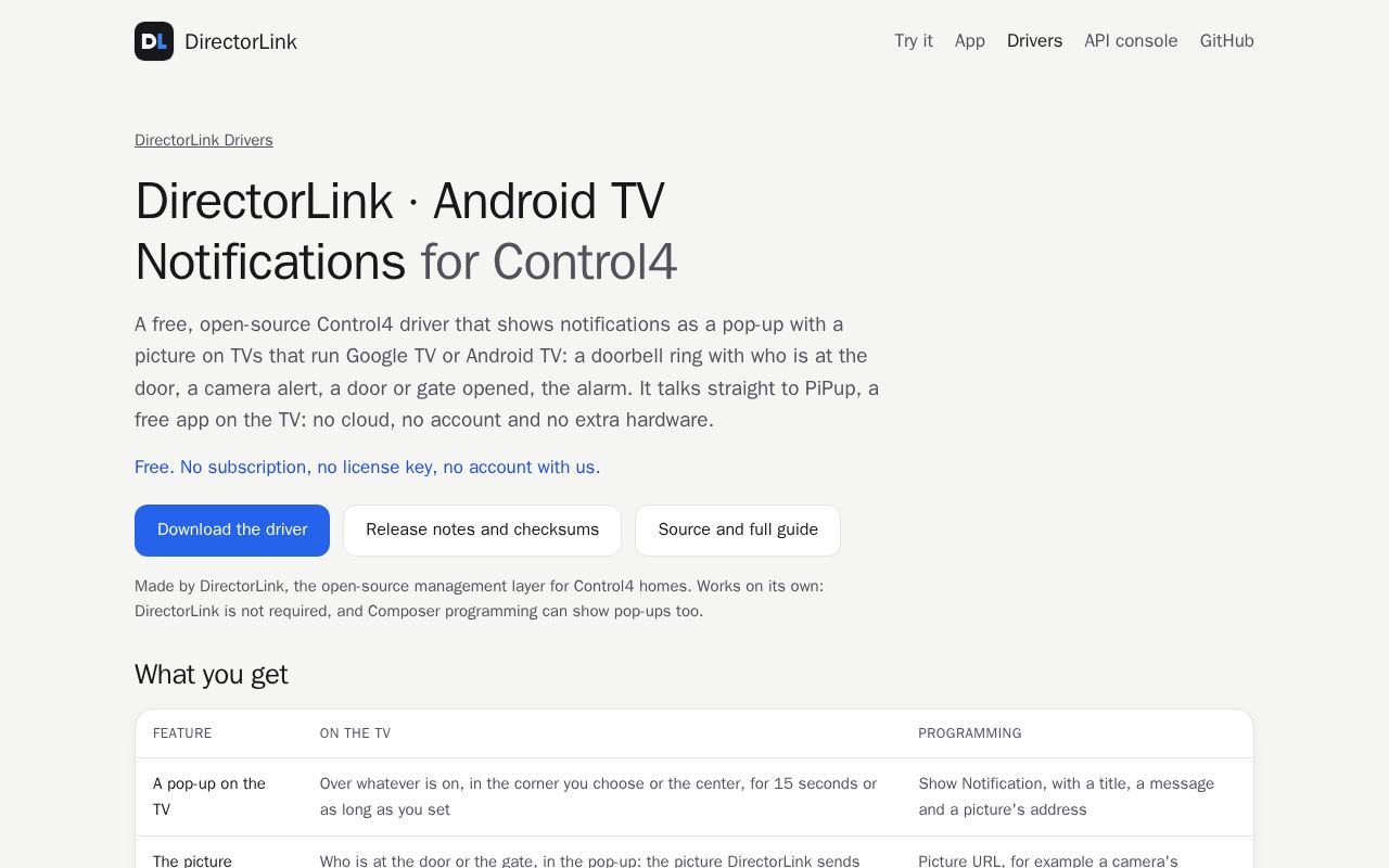 Preview of DirectorLink Android TV