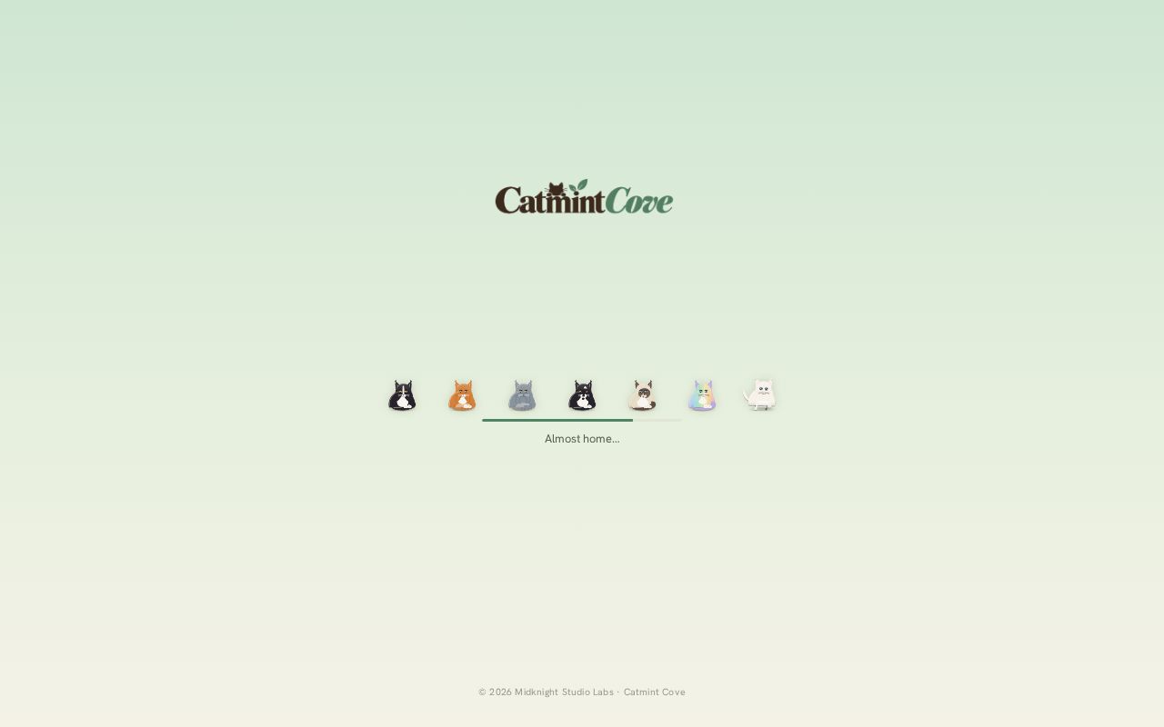 Preview of Catmint Cove Neo — original cats and gameplay with soft coastal scenery.