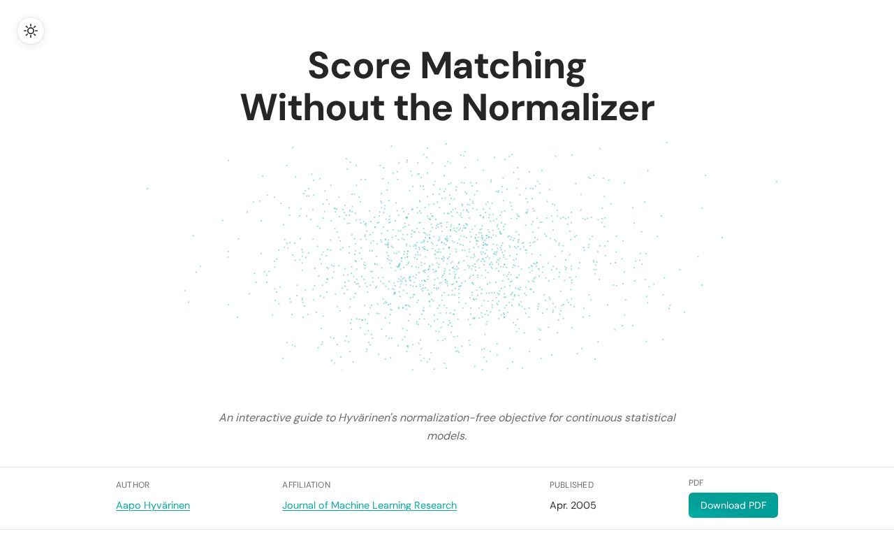 Preview of Score Matching Without the Normalizer