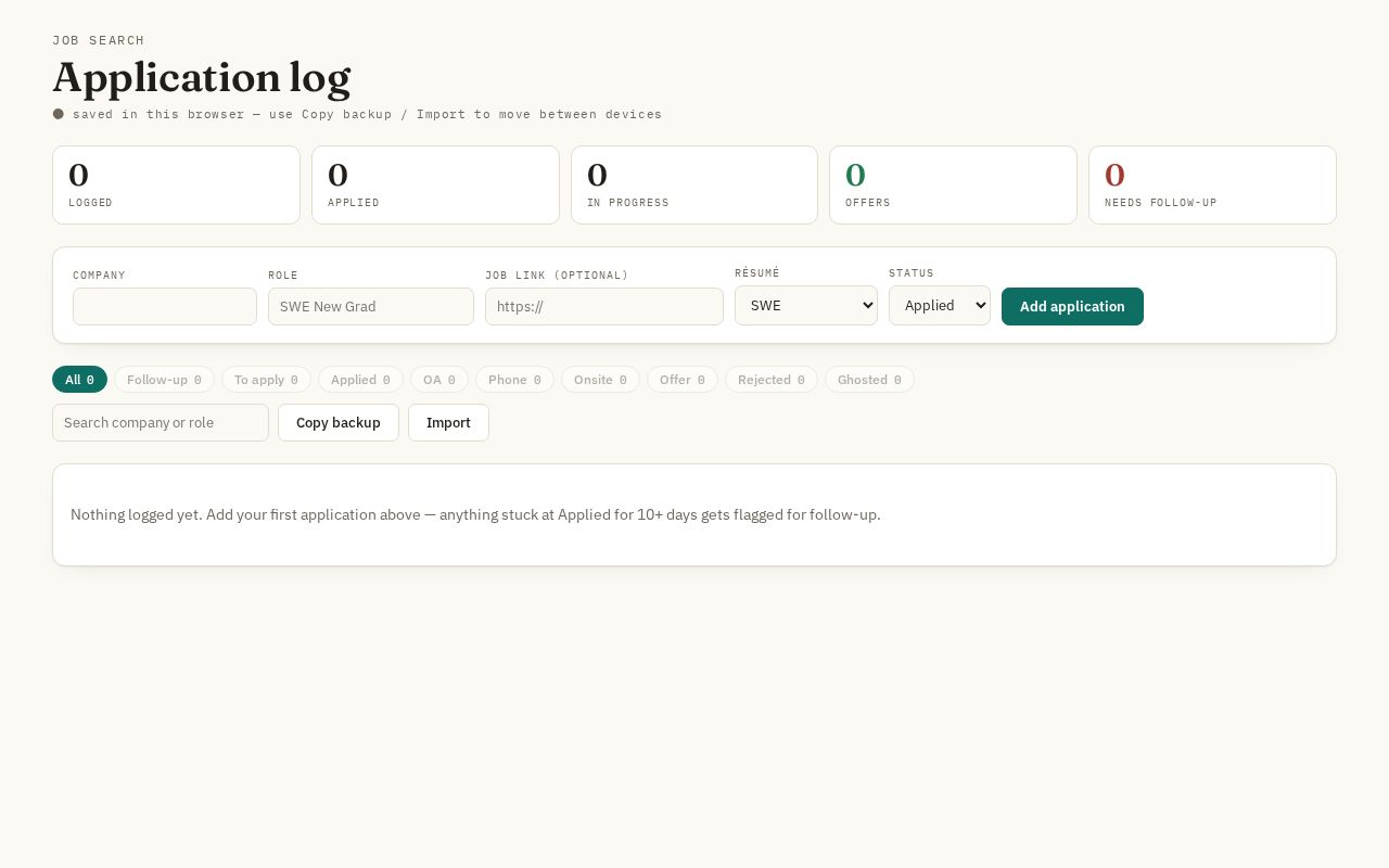 Preview of Job Application Log