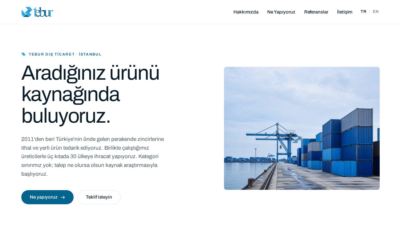 Preview of TEBUR Dış Ticaret Ltd. Şti. kurumsal web sitesi (TR/EN, statik)