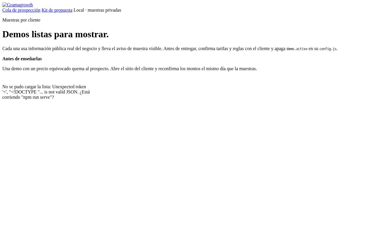 Preview of Gramagrowth demos - clientes