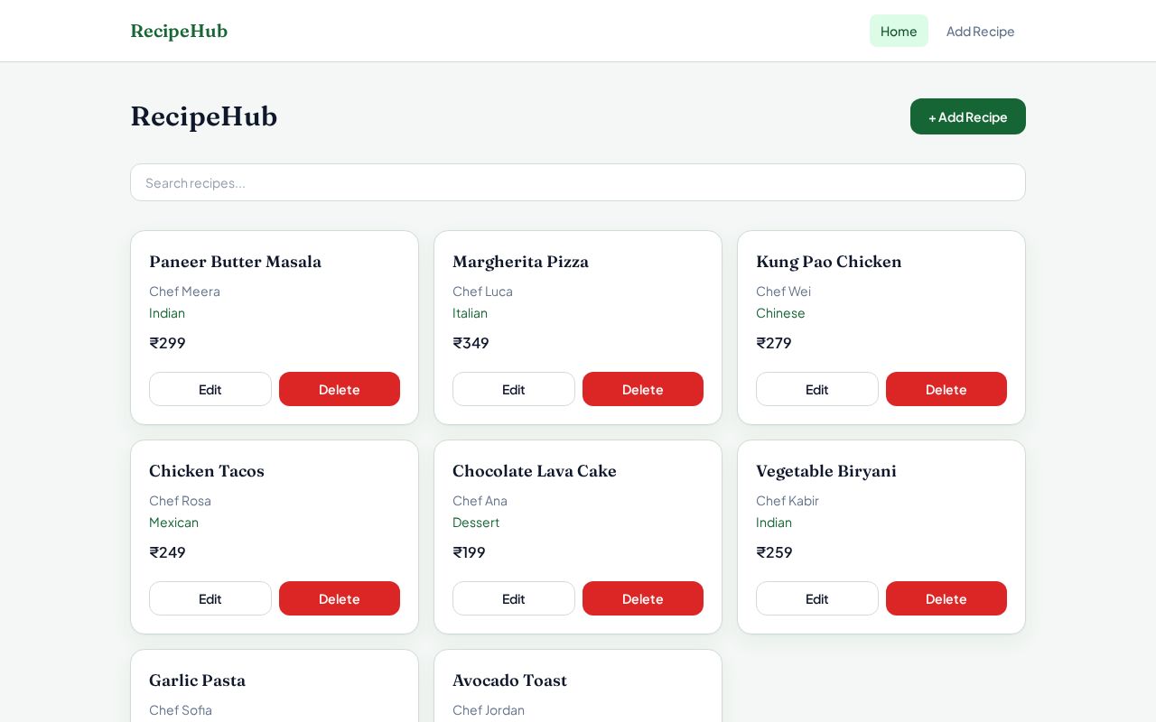 Preview of Receipe Hub