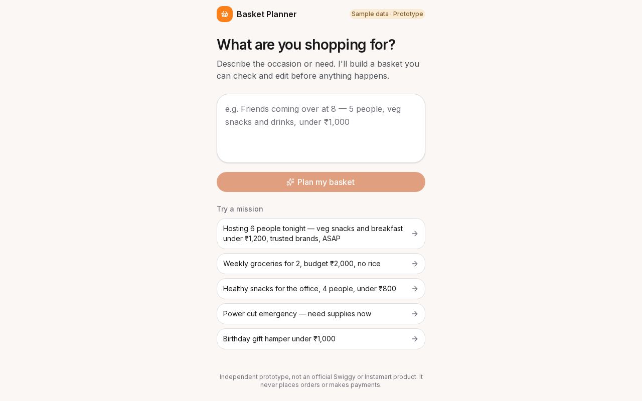 Preview of Smart Basket Planner