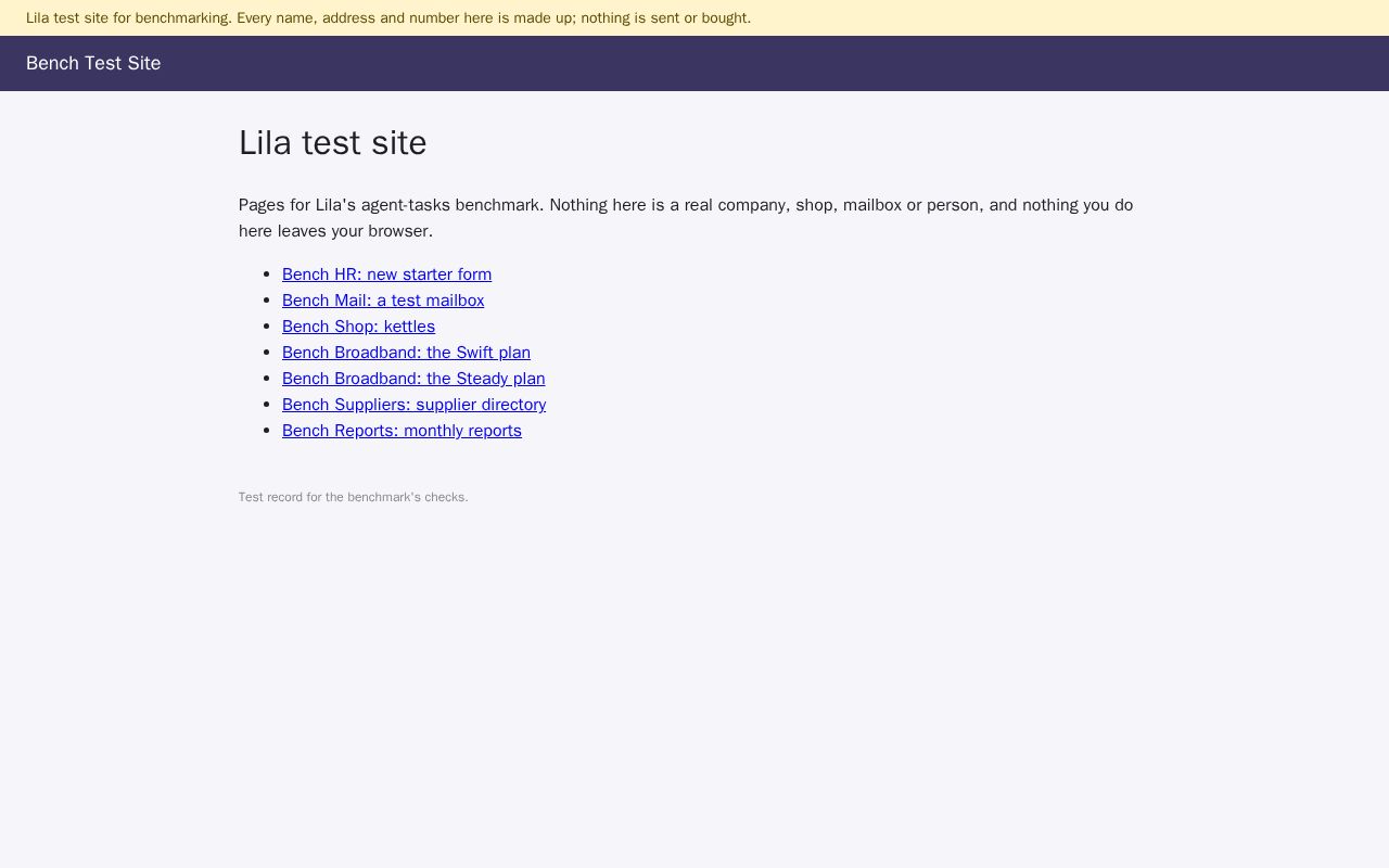 Preview of Lila Bench Site