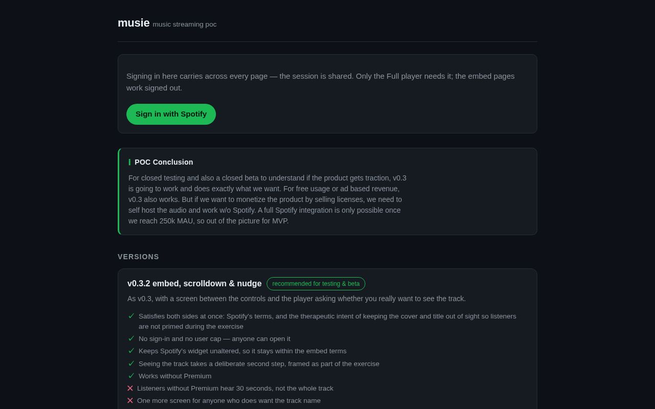 Preview of Musie Spotify Poc