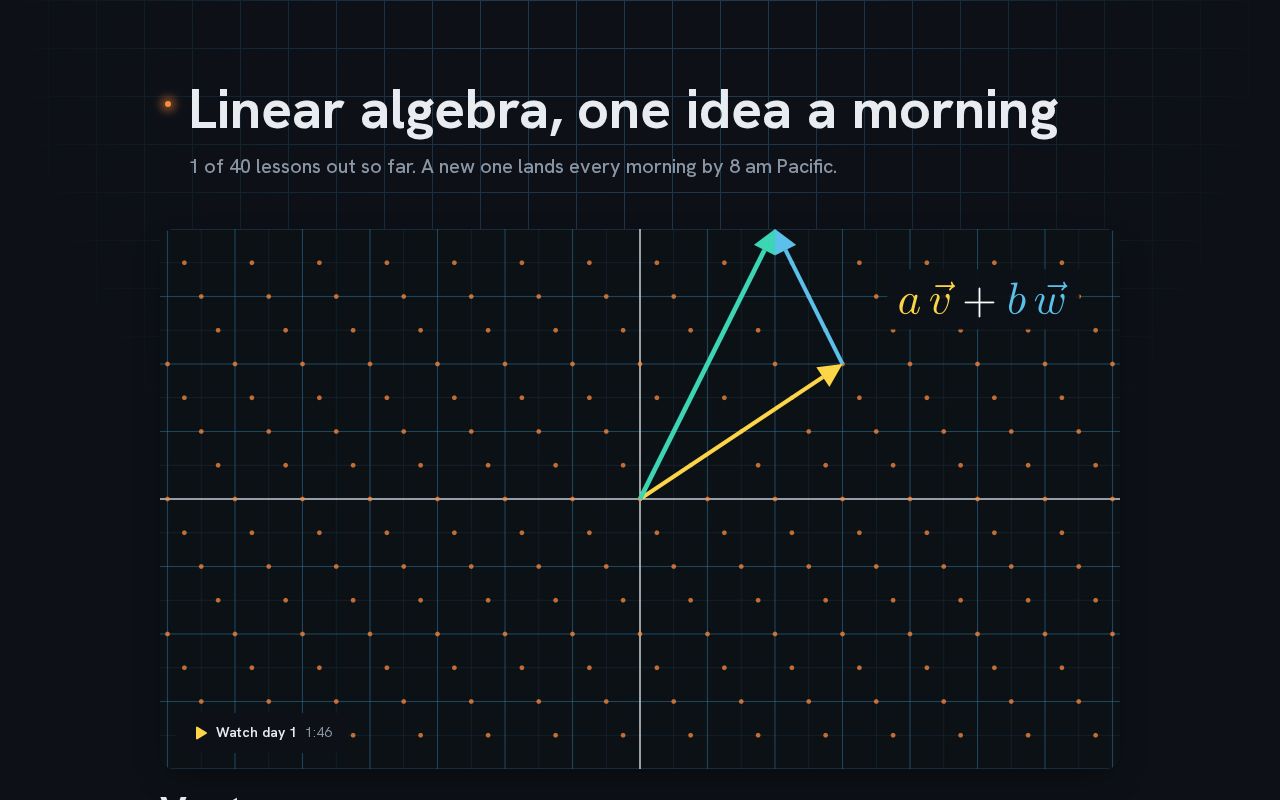 Preview of Linear algebra, one idea a morning