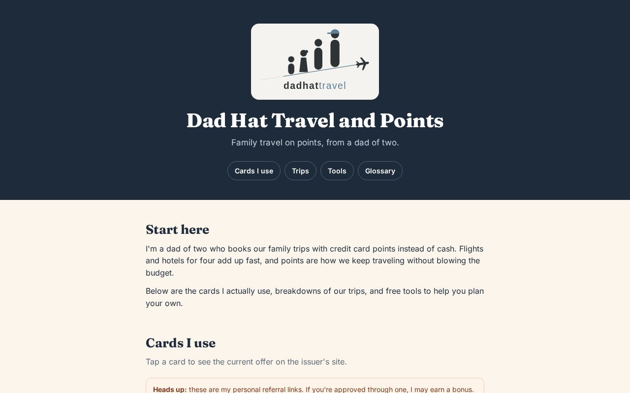 Preview of Dad Hat Travel and Points