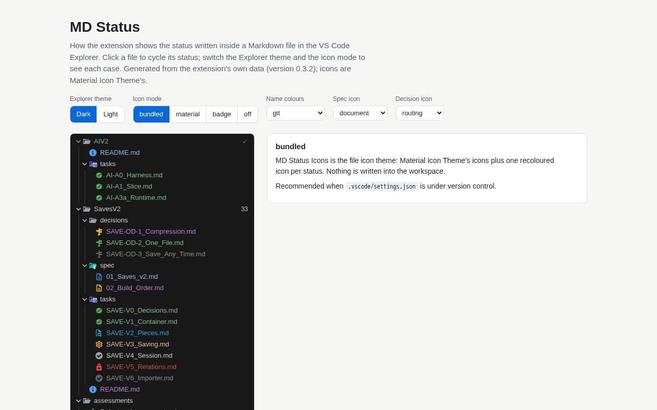 Preview of Vscode Md Status