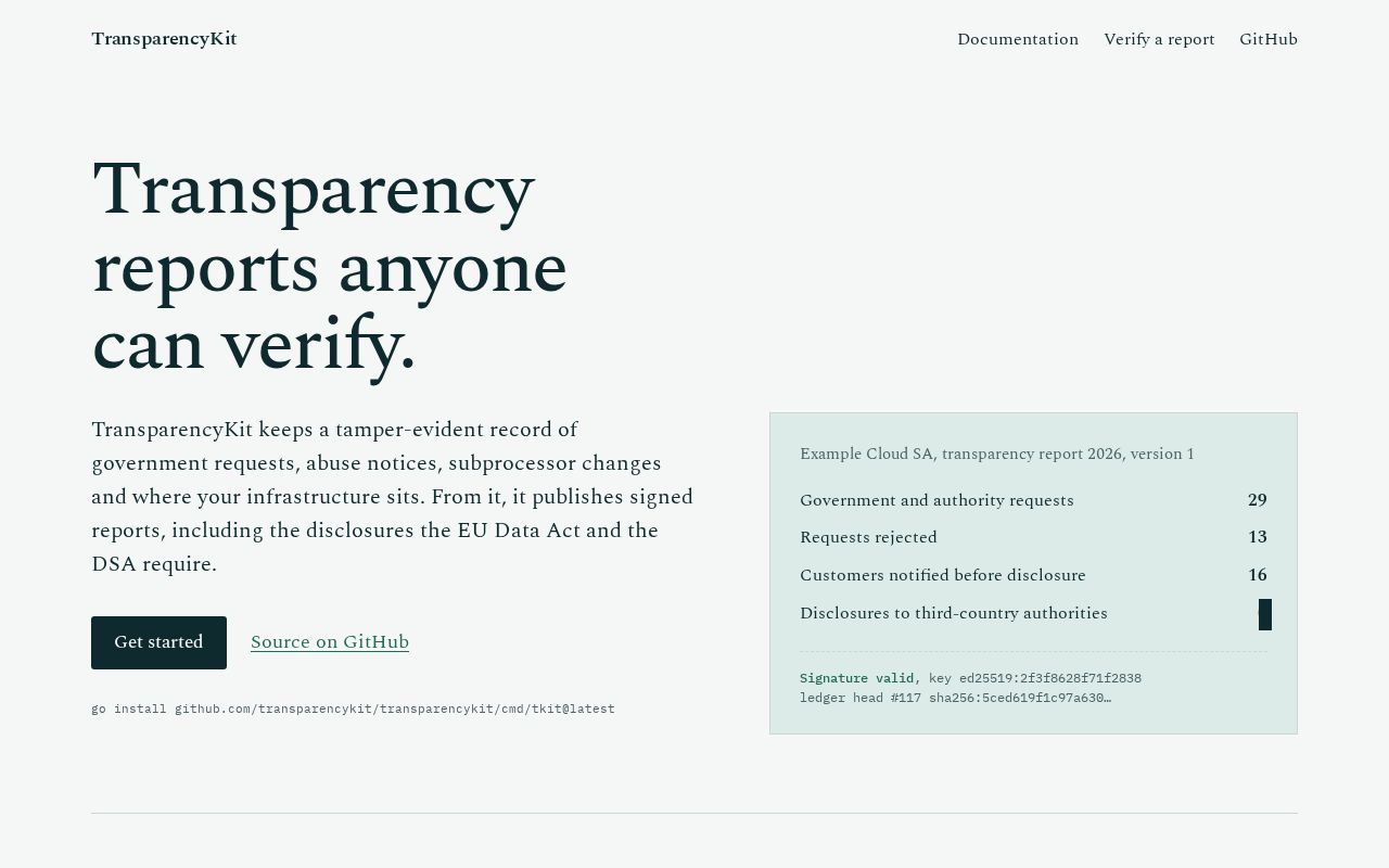 Preview of TransparencyKit: transparency reports anyone can verify