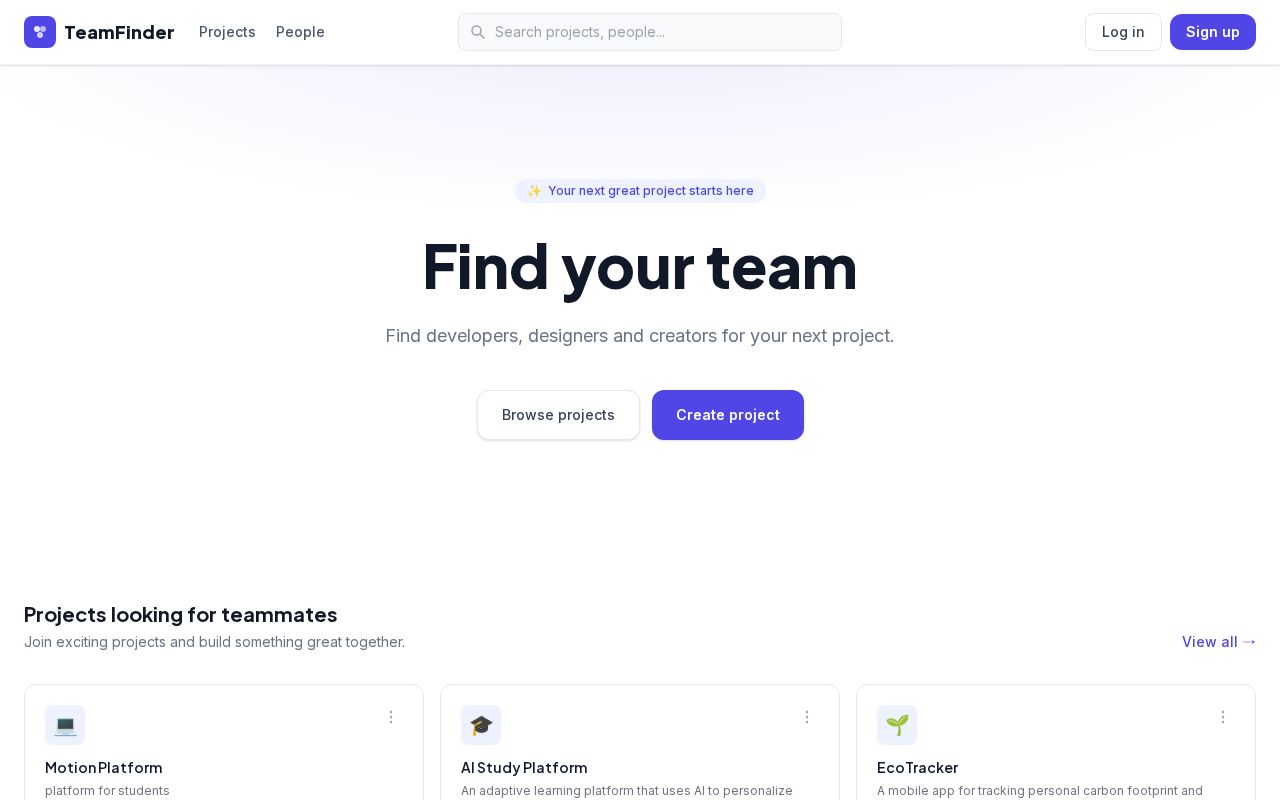 Preview of Team Finder