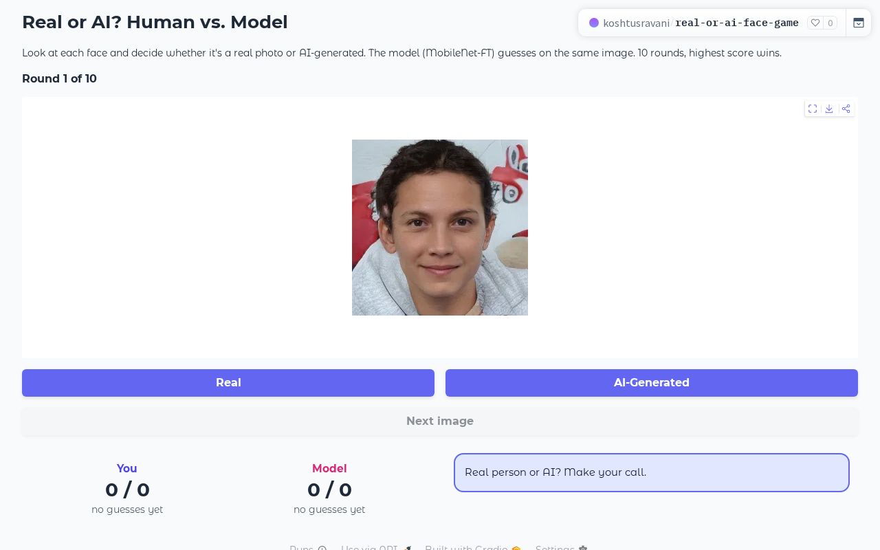 Preview of Real or AI Face Game