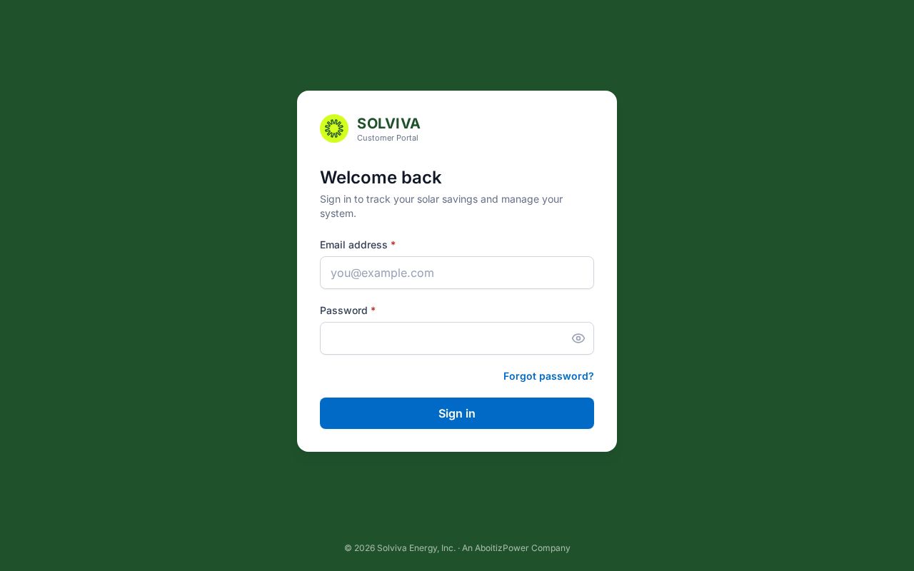 Preview of Solviva Customer Portal