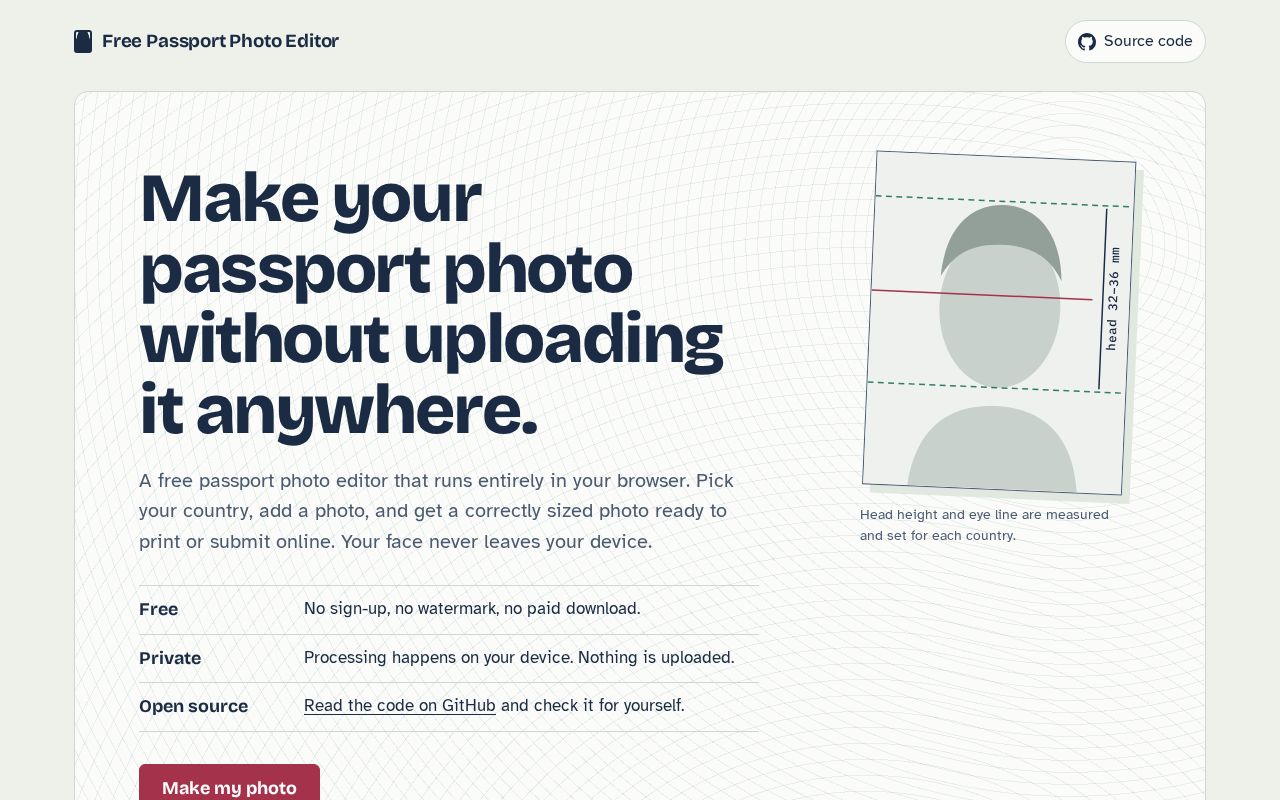 Preview of Free Passport Photo Editor