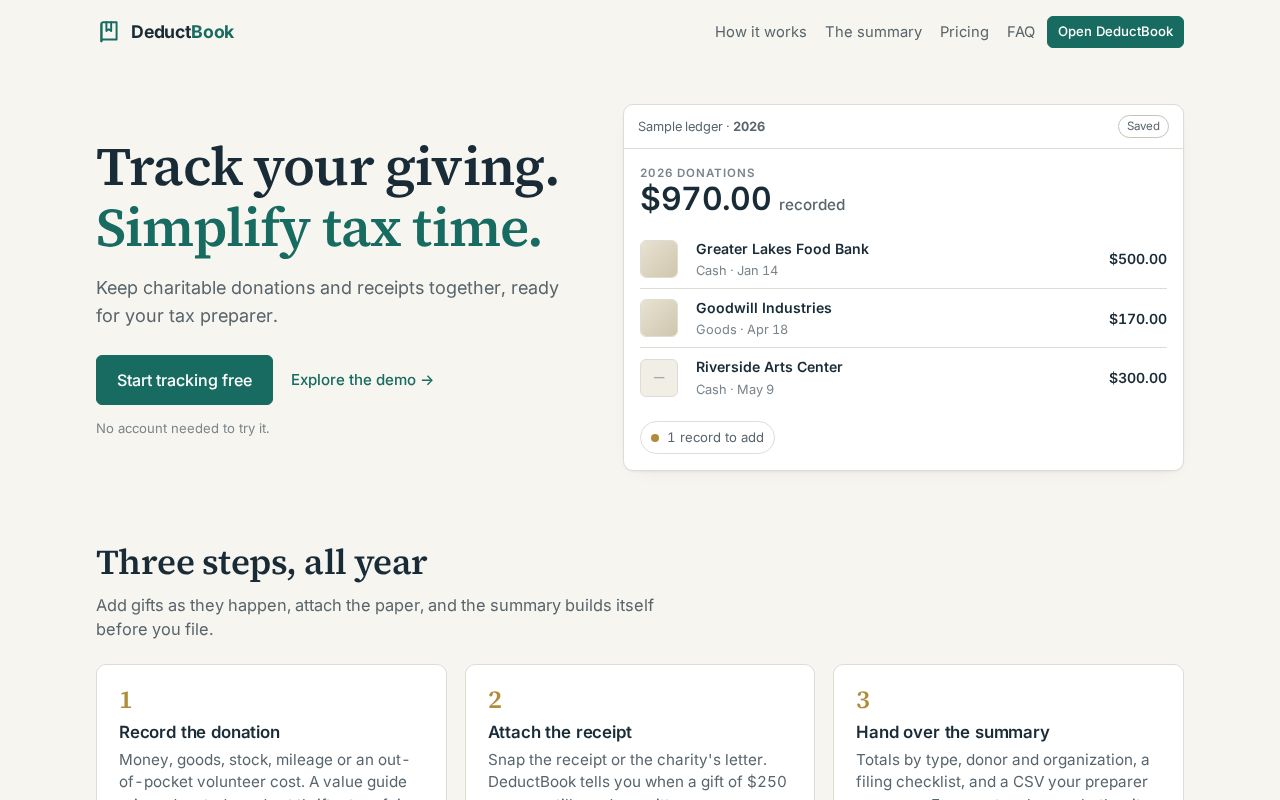 Preview of Deductbook