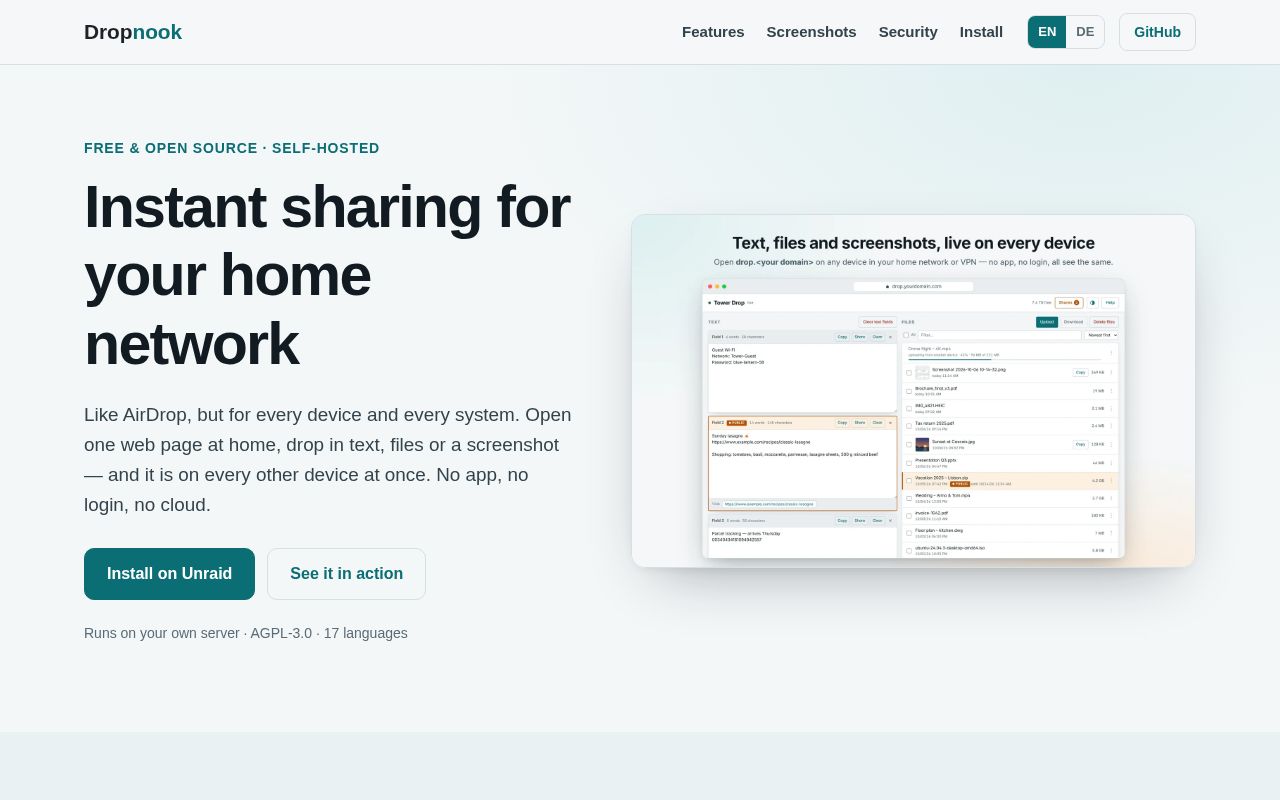 Preview of Dropnook App