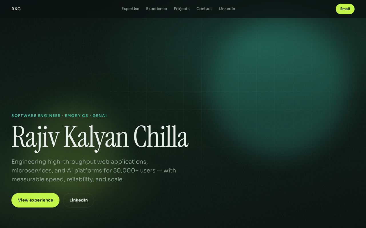 Preview of Professional portfolio — Rajiv Kalyan Chilla