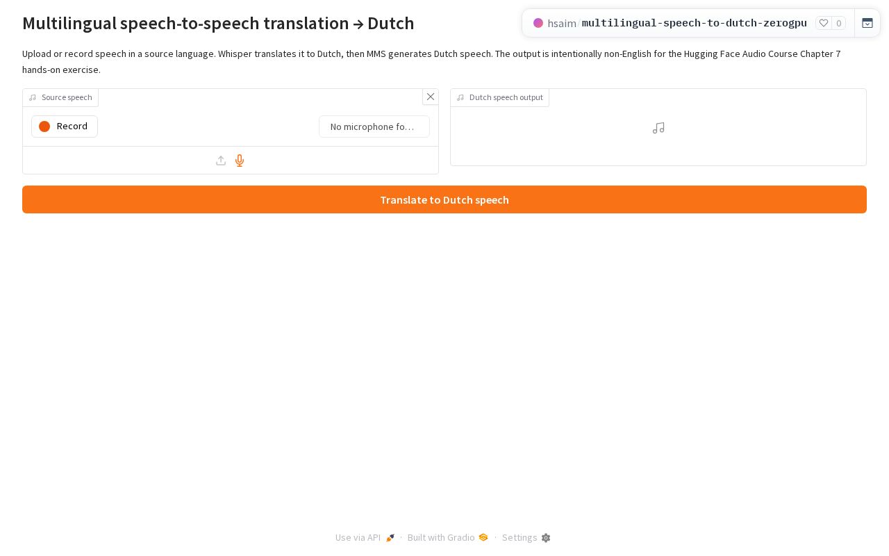 Preview of Multilingual Speech to Dutch