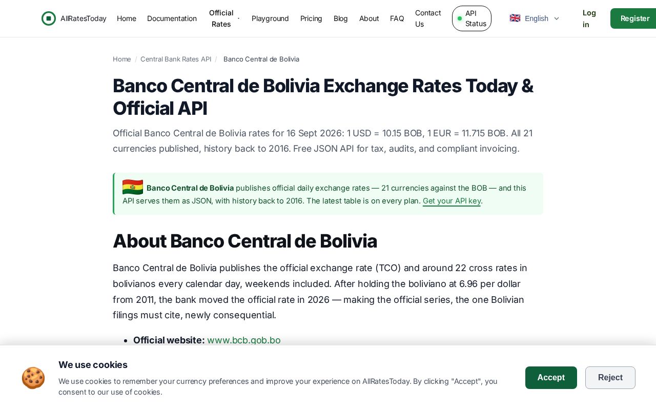 Preview of Banco Central De Bolivia Exchange Rate