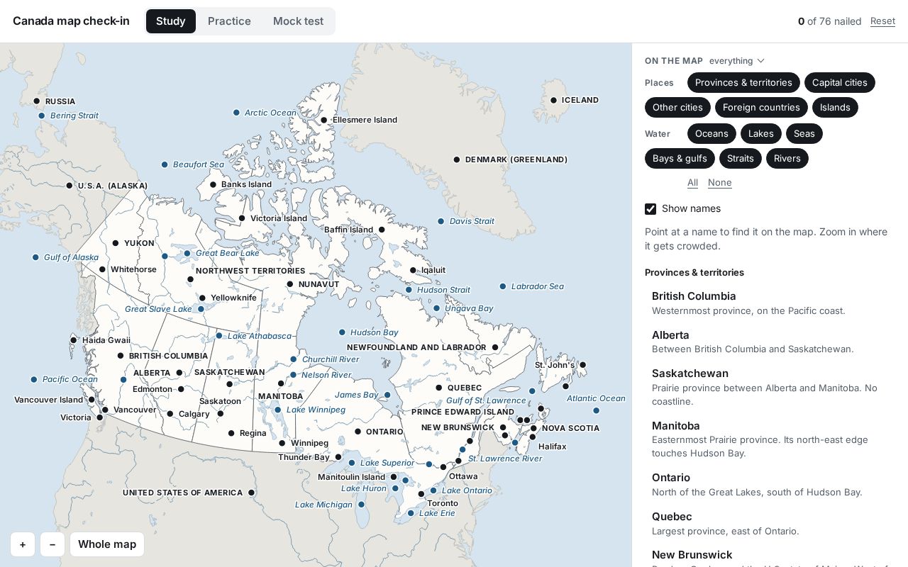 Preview of Canada Map Quiz