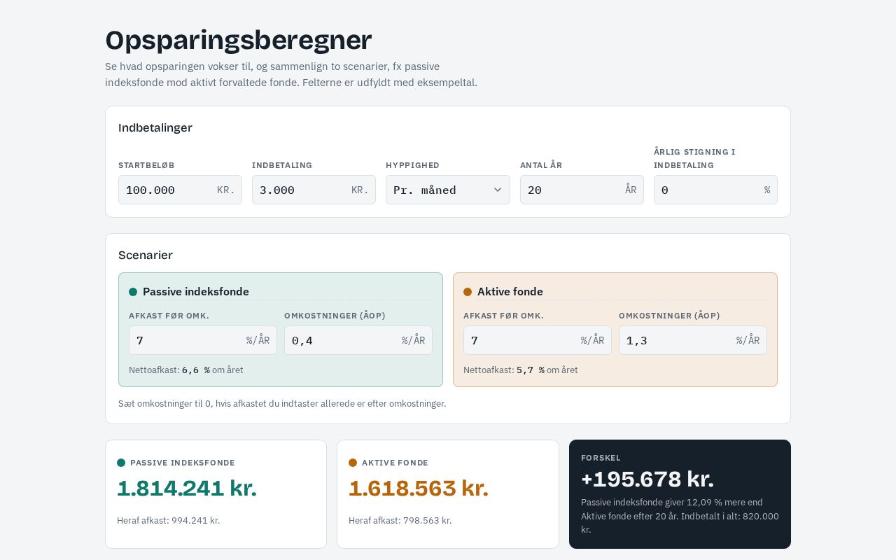 Preview of Savings Calculator