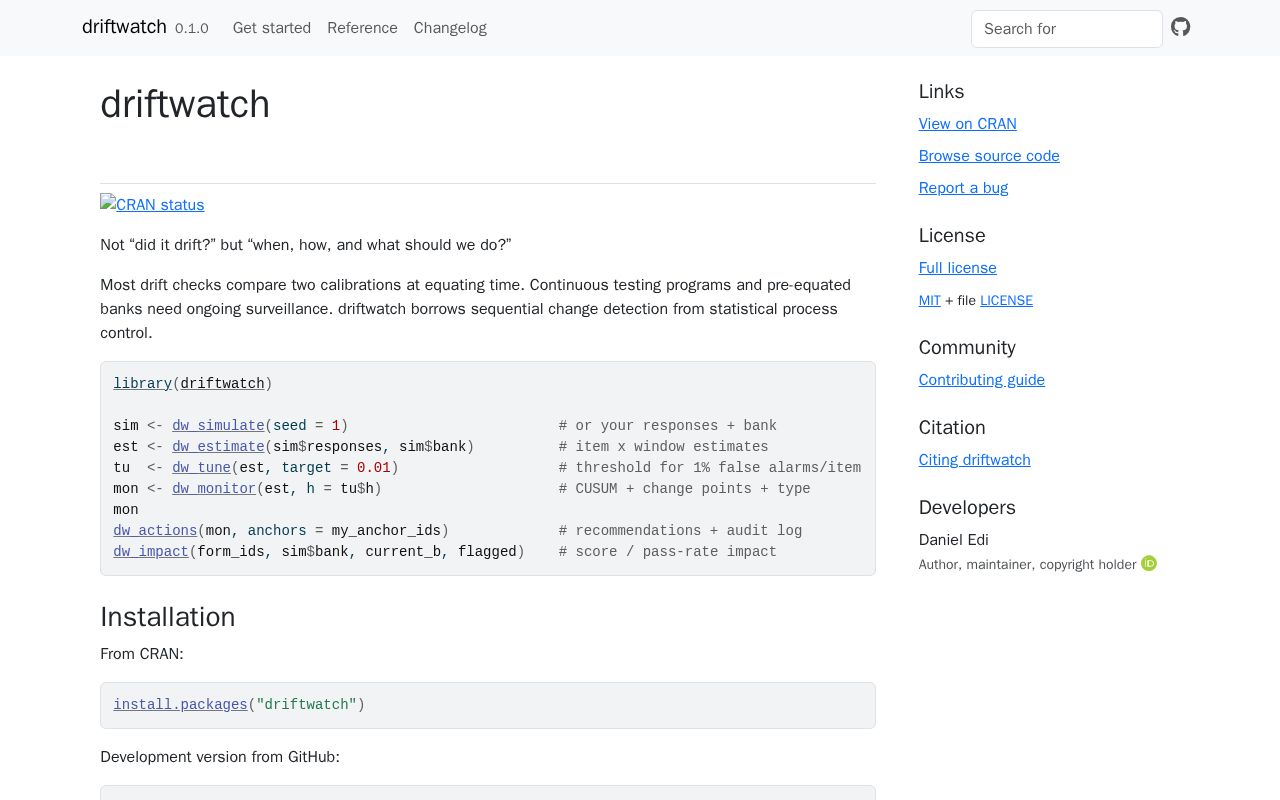 Preview of Sequential Monitoring of Item Parameter Drift • driftwatch