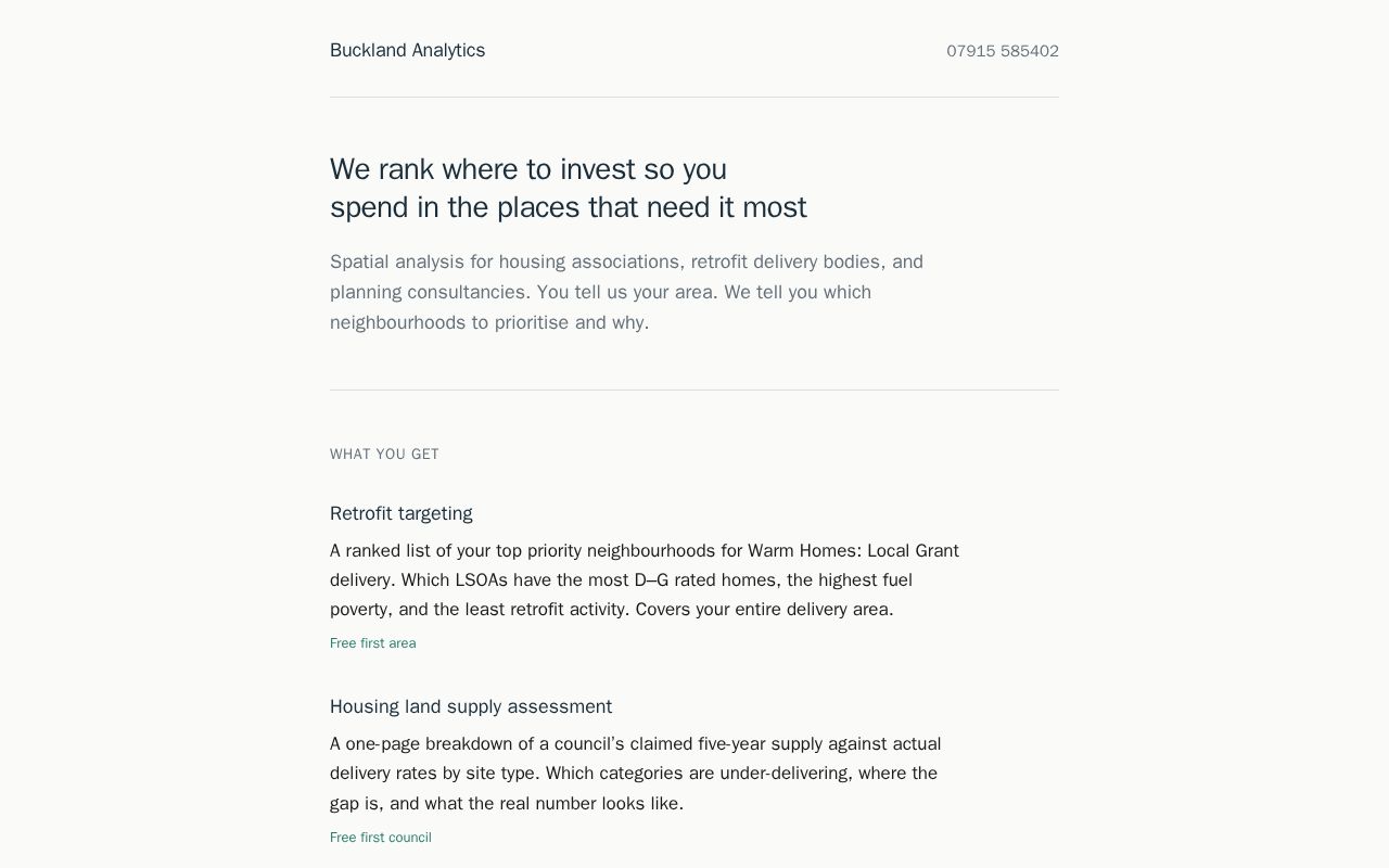 Preview of Bucklandanalytics Co Uk