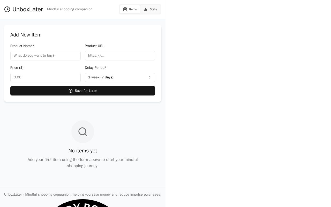 Preview of UnboxLater – The Anti-Impulse App