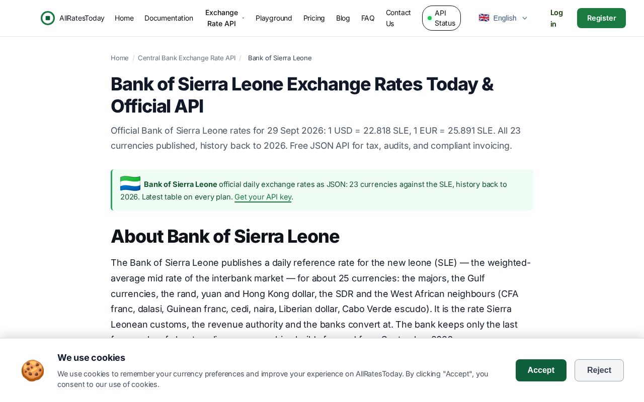 Preview of Bank Of Sierra Leone Exchange Rate