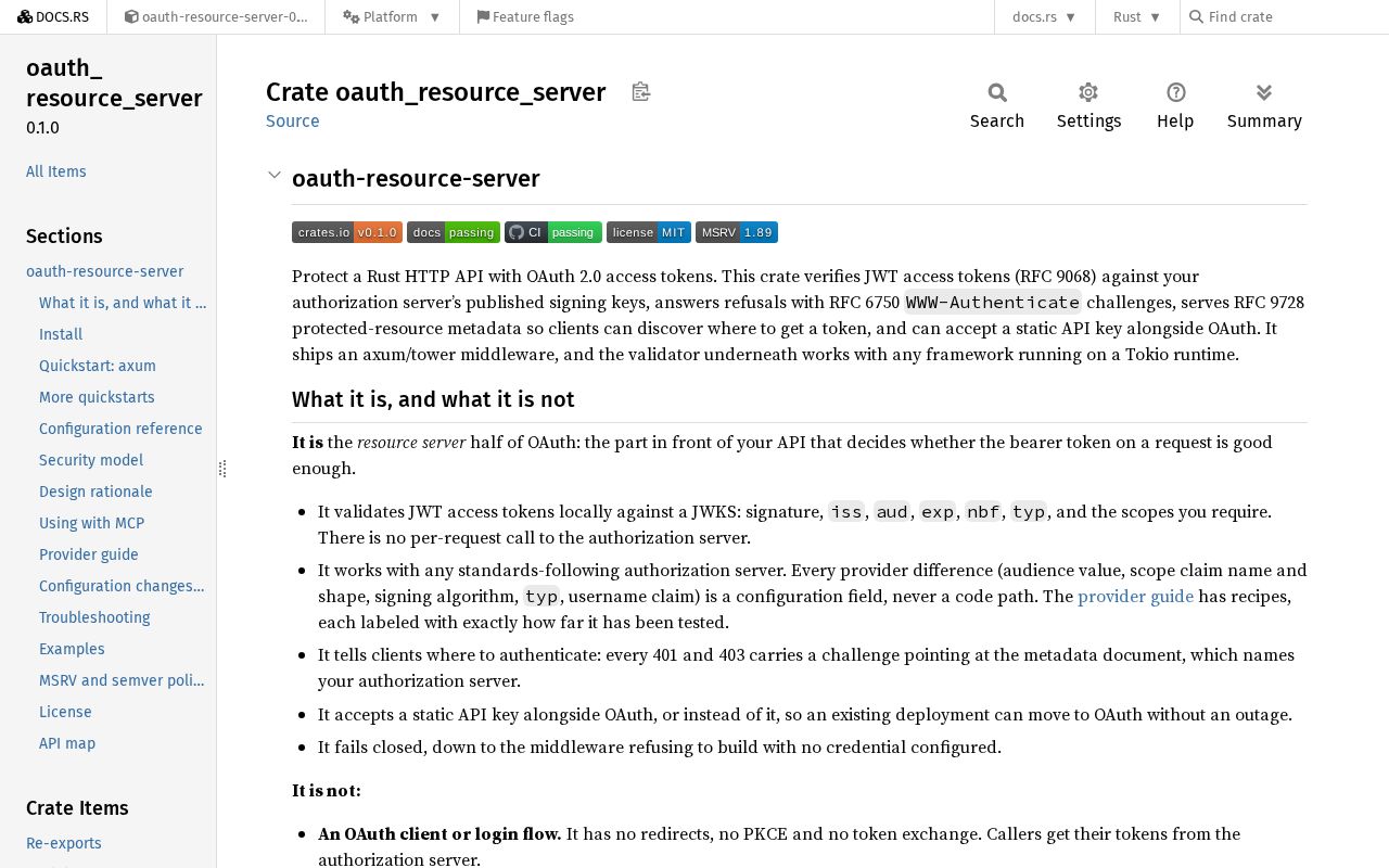 Preview of Oauth Resource Server