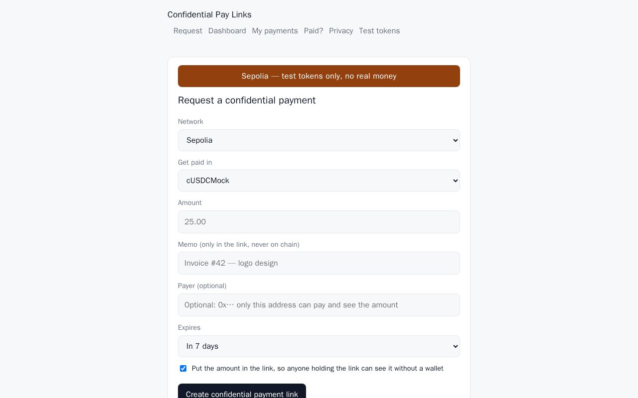 Preview of Confidential Pay Links