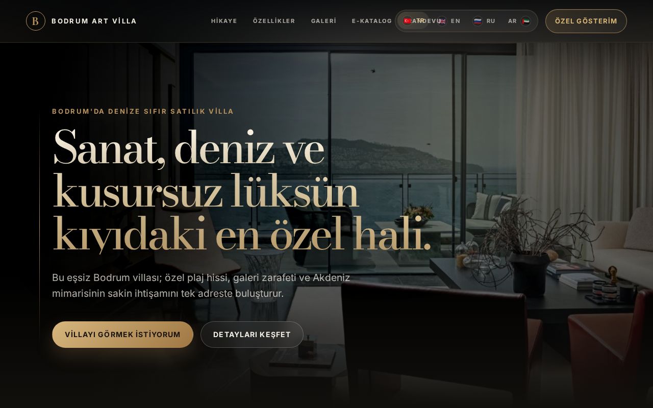 Preview of Luxury beachfront art villa website in Bodrum