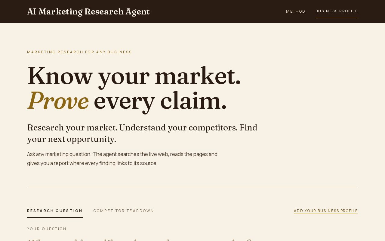 Preview of AI Marketing Research Agent