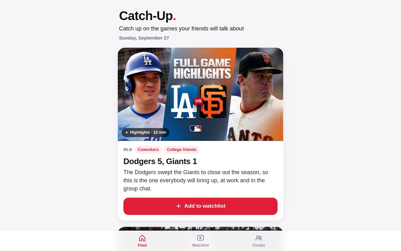 Preview of ESPN Catch Up