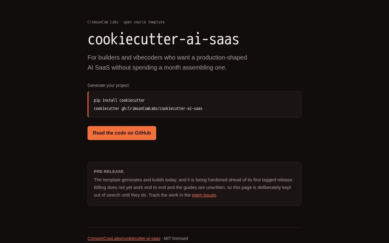 Preview of Cookiecutter Ai Saas