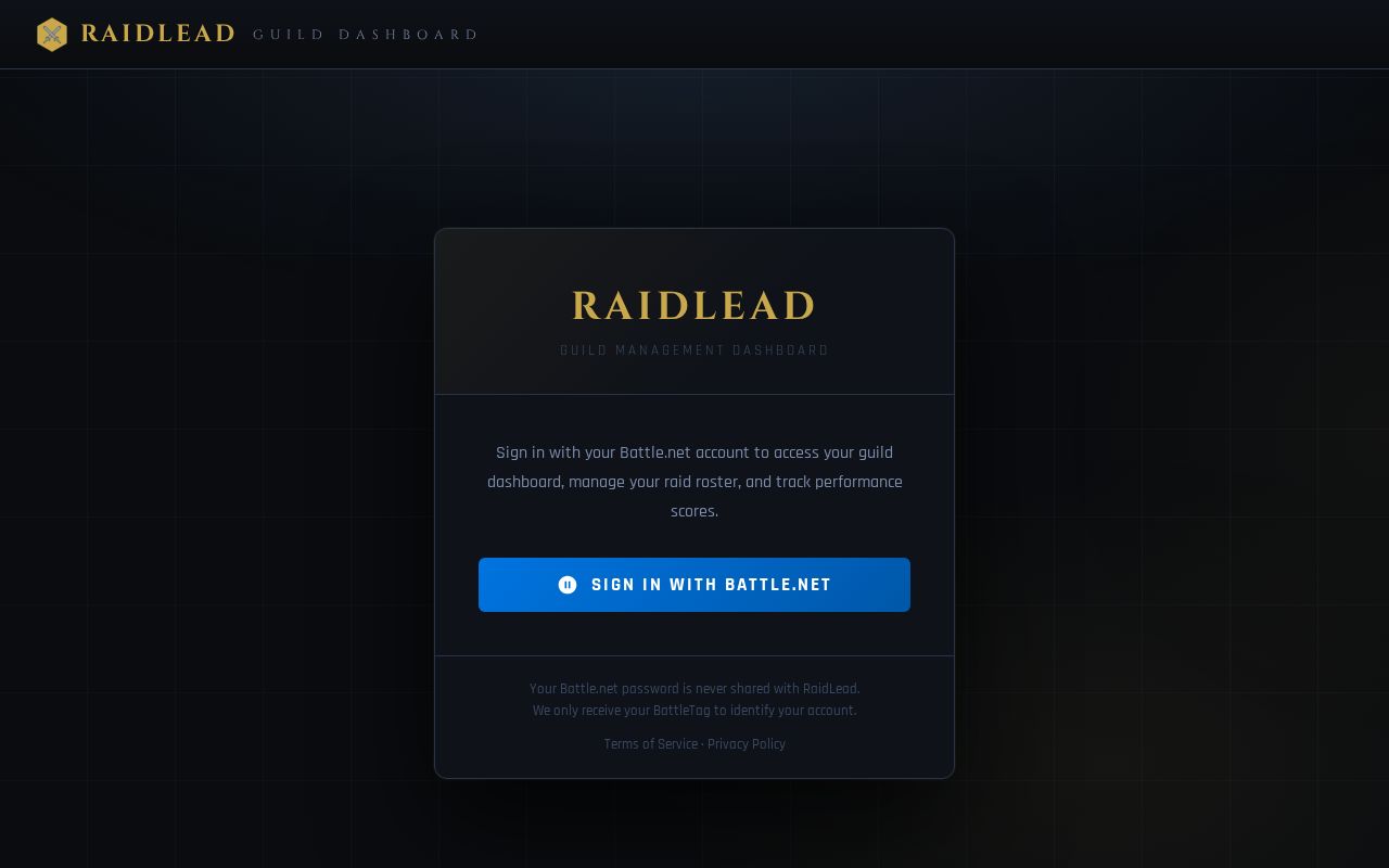 Preview of RaidLead — WoW guild raid planning, attendance, progress tracking, loot sync