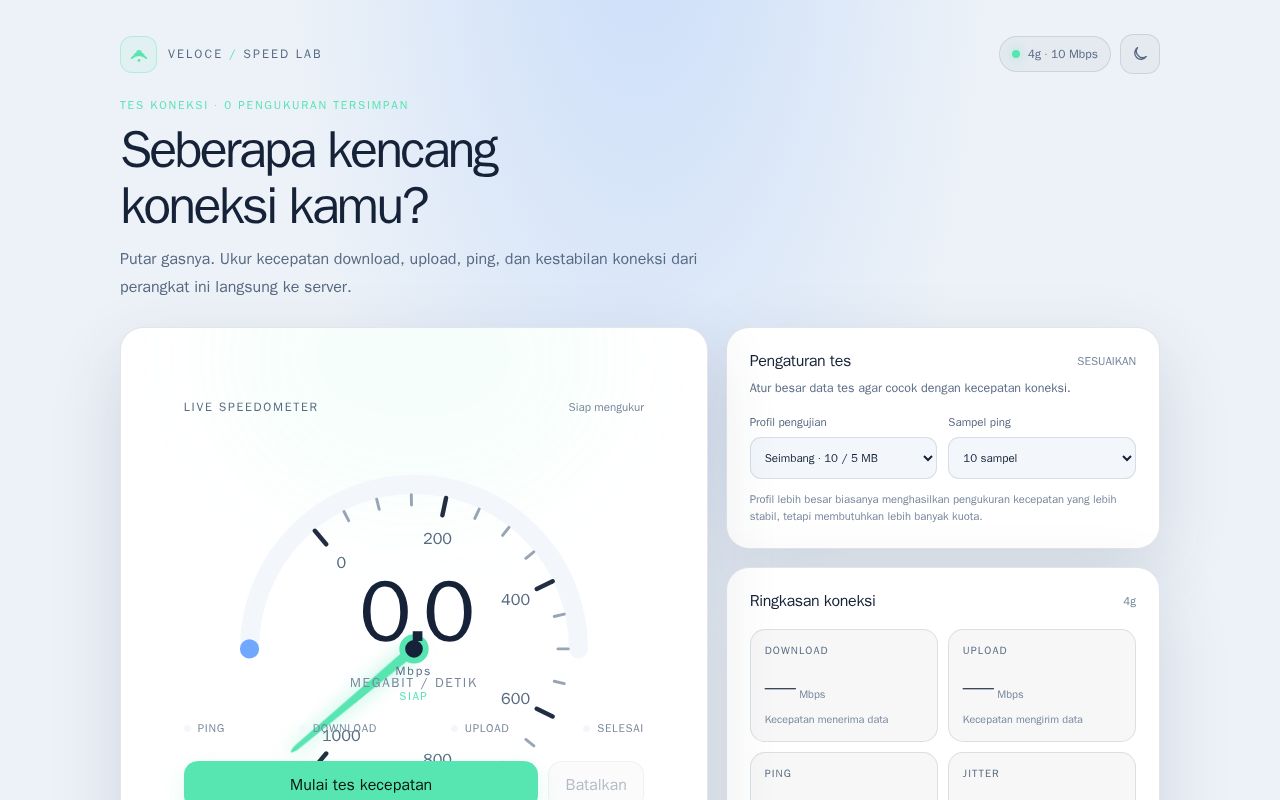 Preview of Veloce Internet Speed Test