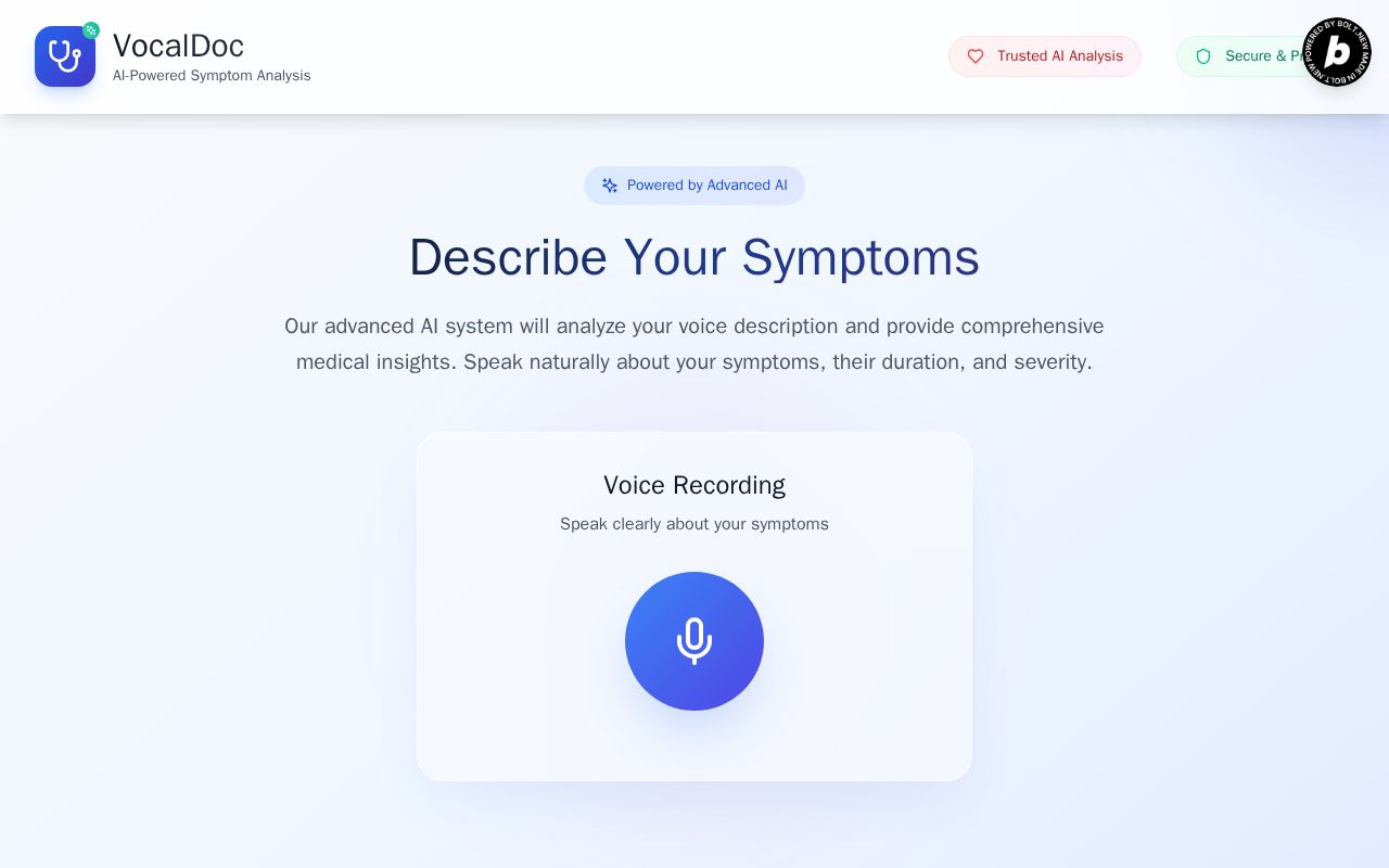 Preview of VocalDoc - AI Medical Assistant