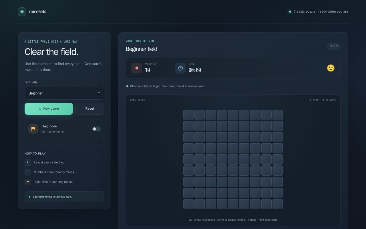 Preview of React Minesweeper