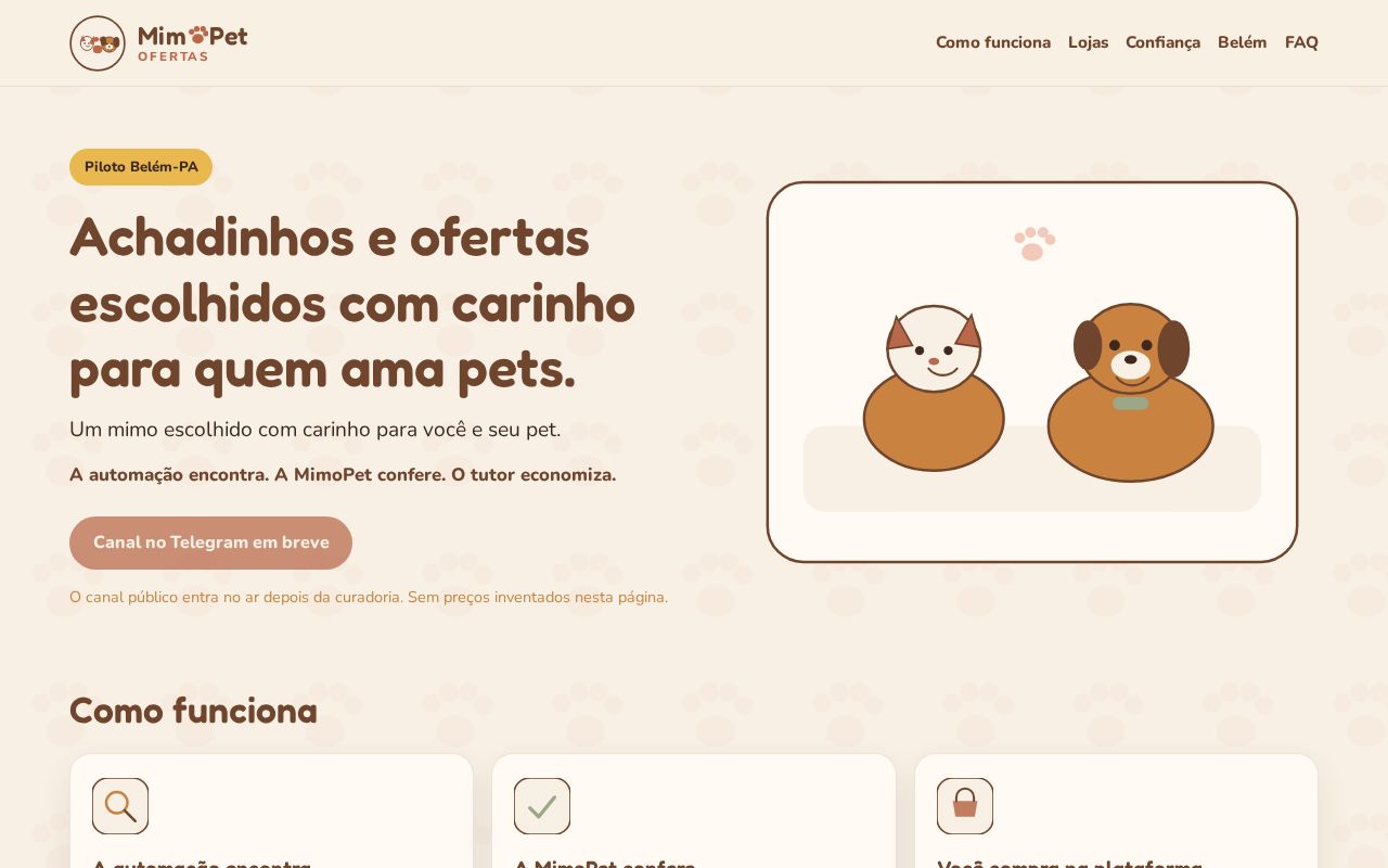 Preview of MimoPet Ofertas public site (GitHub Pages) — office isolate stays private